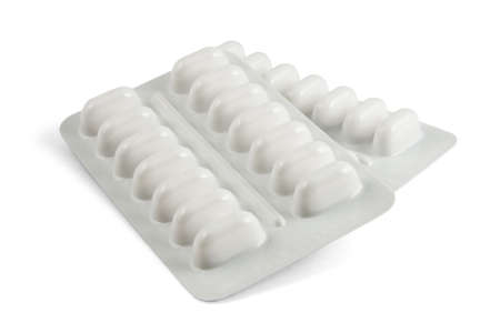 Two strips of Medication on a white backgroundの写真素材