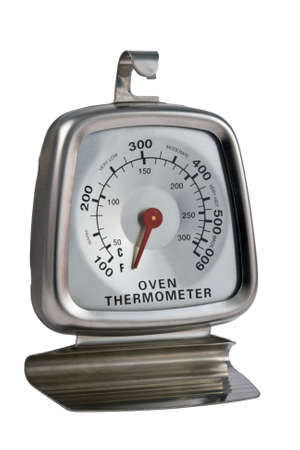 Closeup of Oven Thermometer isolated over white backgroundの写真素材