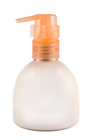 Closeup of Flask of soap isolated over white background with copyspaceの写真素材