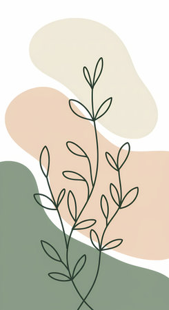 Abstract floral background with hand drawn leaves. Vector illustration in minimal style. doodleのイラスト素材