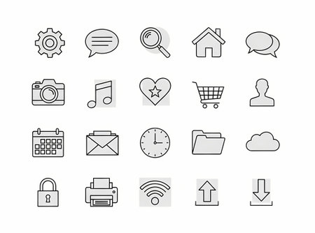 Set line icons of social media. Modern vector pictograms for websites, mobile apps, and conceptsのイラスト素材