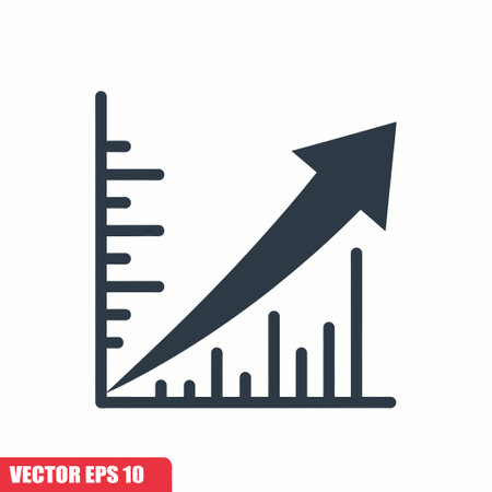 Growing graph icon, vector illustration. Flat design style eps 10のイラスト素材