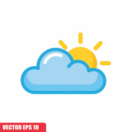 Sun and cloud icon. Weather symbol. Vector illustration. Eps 10のイラスト素材