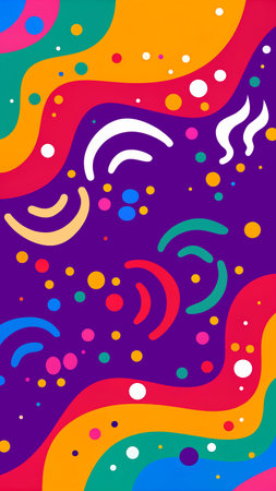 Colorful abstract background with swirls and dots. Vector illustration.のイラスト素材