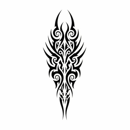 Detailed tribal tattoo design featuring intricate black patterns, perfect for body art and symbolic representation. Striking and unique design.のイラスト素材