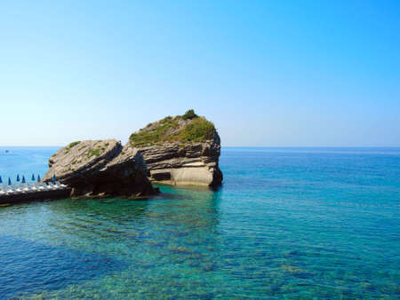 The beach on the island of St. Nicholas in Budva