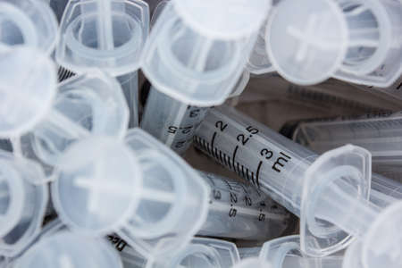 Many syringe sizes used for symptomatic treatmentの写真素材