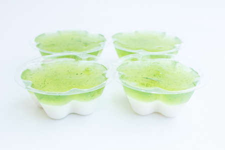 Green jelly to eat and deliciousの写真素材