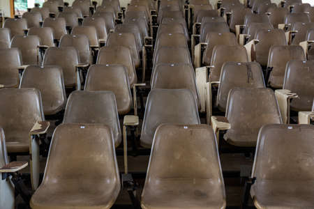 old plastic seat in hallの写真素材