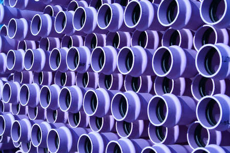 drainage pipes at street construction sightの写真素材