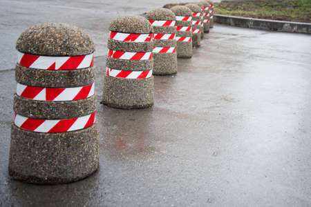Parking barrier. Anti-Parking columns made of concrete.の写真素材