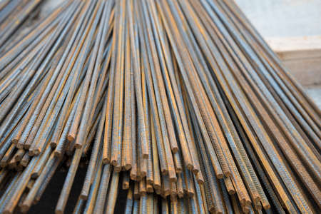 Bars of rebar close-up. Rust. Background, texture.の写真素材