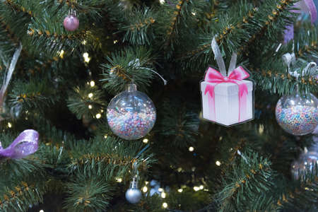 The tree is decorated in one color. Monochrome. Combination of yellow and green colors.