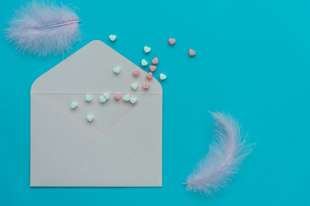 Delicate blue shades. Postcard for Valentines Day, invitation to wedding, engagement, birthday....