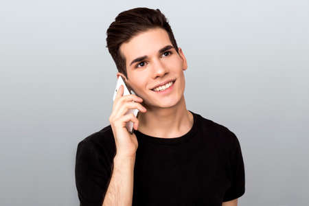 Man making a telephone callの写真素材