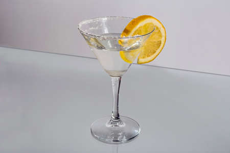 Martini glass wtih lemon sliceの写真素材