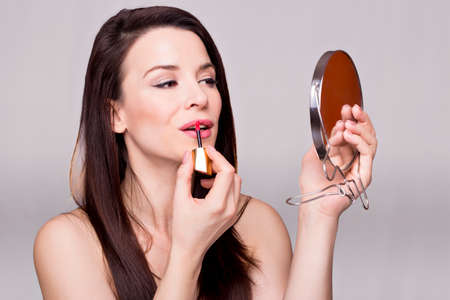 Girl with a lipstickの写真素材