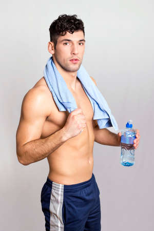 Man with bottle of waterの写真素材