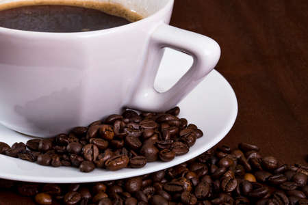 Coffee cup and coffee beansの写真素材