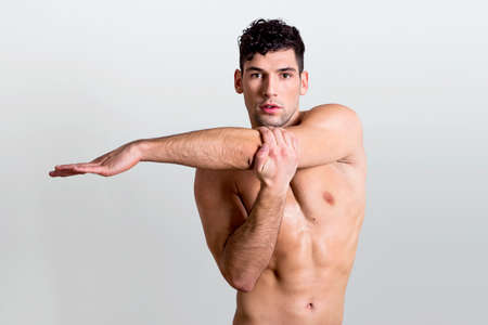 Handsome man stretchingの写真素材