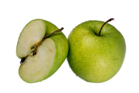 Green apple slicesの写真素材