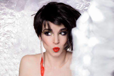 Fashion girl blowing kissesの写真素材