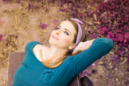 Gorgeous woman enjoying natureの写真素材