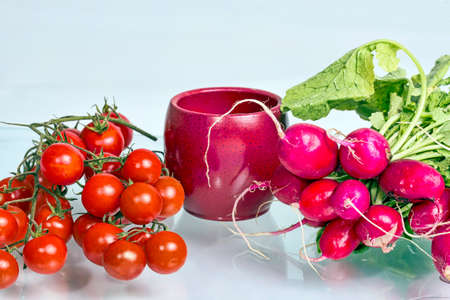 Radish and cherry tomatoesの写真素材