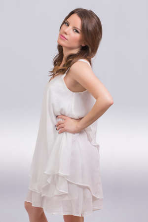 Girl in a white dressの写真素材