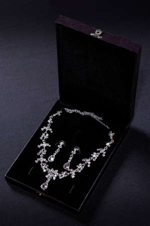Necklace in a black boxの写真素材