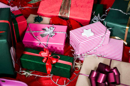 Christmas gifts underneath the Christmas treeの写真素材