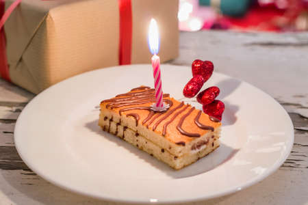 One candle for a first birthdayの写真素材