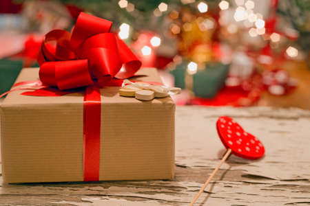 Christmas present and a heartの写真素材