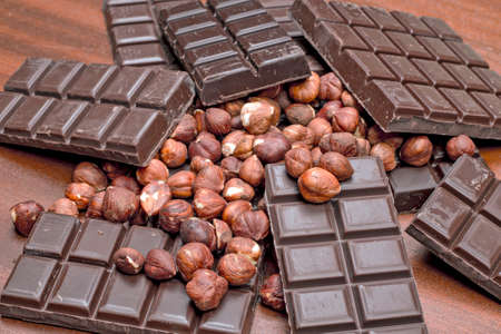Chocolate and hazelnutsの写真素材