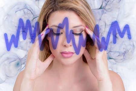 Blonde woman concentrating