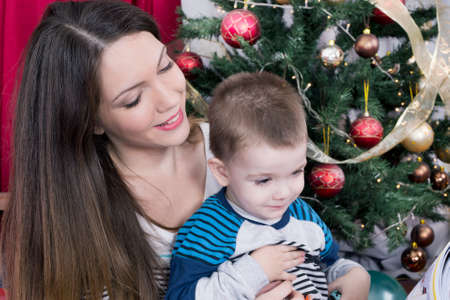 Mother and child reading a Christmas tale