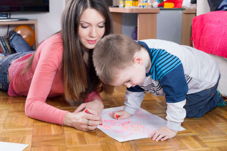 Mother and child drawingの写真素材