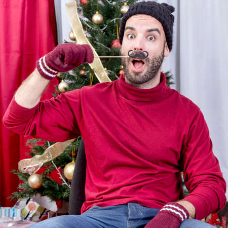 Surprised on Christmasの写真素材