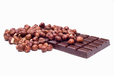 Chocolate and hazelnutsの写真素材
