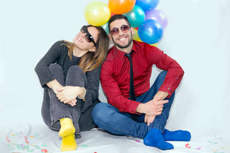 Happy couple partyの写真素材