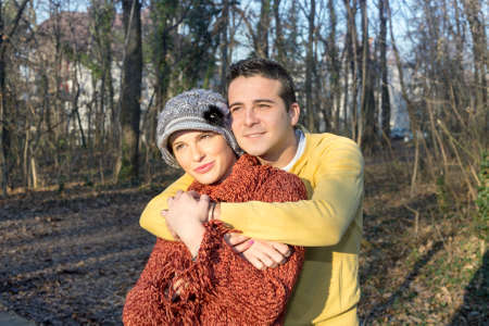 Lovely couple in nature enjoying the sunの写真素材