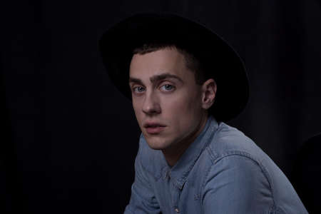 Portrait of a man in denimの写真素材