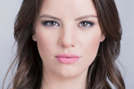 Gorgeous face of a brunetteの写真素材
