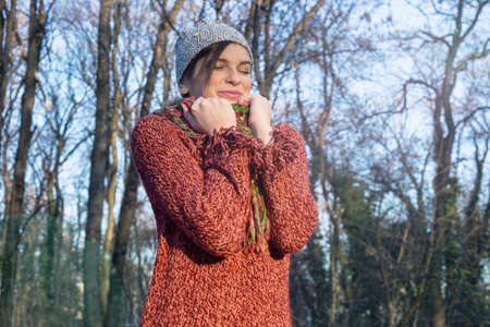 Girl enjoying natureの写真素材