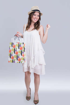Woman after shoppingの写真素材
