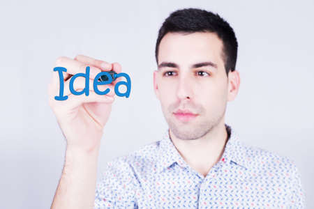Man writing down ideaの写真素材