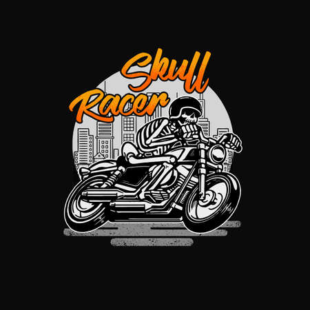 skull racer classic vintage motorcycleのイラスト素材
