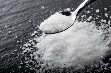 the white salt on the black background