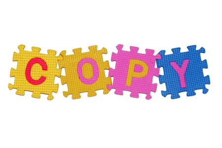 letters-puzzle, word COPY, isolated on white background. の写真素材