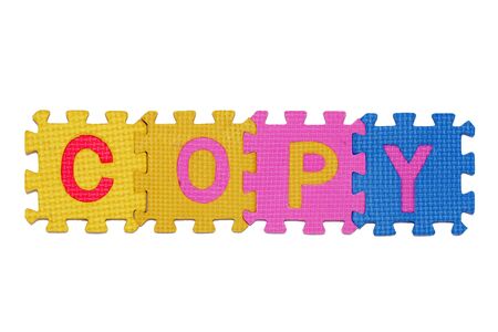 letters-puzzle, word COPY, isolated on white background. の写真素材